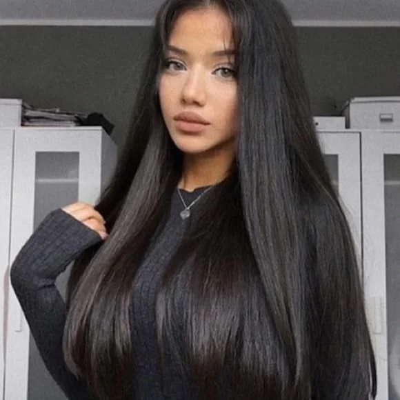 ?IMMA 24” BLACK STRAIGHT LACE FRONT WIG *NWT*? 24 Inch Black Lace Front Wig Long Straight Wigs Realistic  main image 2